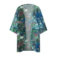 thumbnail image 4 of TIMIFIS Womens Floral Chiffon Kimono Cardigans Loose Beach Cover Up Half Sleeve Tops-Green-2-XXXXXLFall, 4 of 5