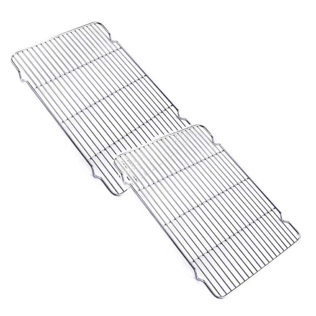 Oleegame 2PC Stainless Grill Rack Antiscalding Surround Furnace Bracket Household Baking Rectangular Oil Drain Rack Silver