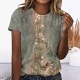 thumbnail image 3 of Birdeem Womens Casual Retro Printed Round Neck Short Sleeved Top, 3 of 4