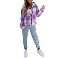 thumbnail image 2 of Veste à Capuche Décontractée pour Femmes à Manches Longues avec Fermeture Éclair, Imprimé à Carreaux, Poches, Chandail en Molleton d'Automne, 2 of 7