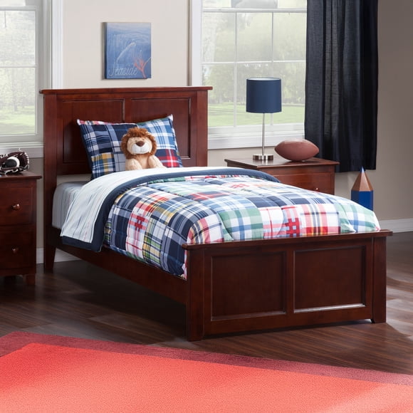 AFI Madison Twin XL Solid Wood Platform Bed with USB Charging Station in Walnut