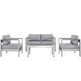 thumbnail image 1 of Modway Shore 4-Piece Aluminum Outdoor Patio Furniture Set in Silver Gray, 1 of 4