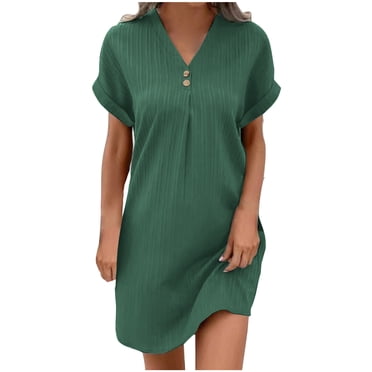 UPPADA Robe Midi d'Été pour Femme à Manches Courtes Ruffle, Robe Soleil à Imprimé Floral, Décolleté en V Profond, Taille Haute, Robe Maxi Courte Fluide, Robes Décontractées pour les Vacances, Robe Soleil, Tenue de Villégiature pour Femme 2025 Vert, G