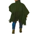 thumbnail image 2 of Womens Turtleneck Fringe Tops Solid Color Batwing Sleeve Plus Size Poncho Oversized Tassel Sweatshirt, 2 of 6