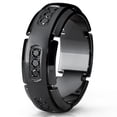 thumbnail image 2 of 8MM Men's Black Titanium Wedding Band Ring with Black Cubic Zirconia CZ,, 2 of 3