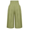 thumbnail image 2 of Innerwin Bottoms Wide Leg Women Palazzo Pant Holiday Solid Color Loose Fit Capri Pants Fluorescent Green 2XL, 2 of 4