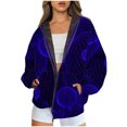 thumbnail image 1 of Veste d'Hiver pour Femme Chaude et en Molleton, Épaisse, Imprimée, à Capuche, avec Fermeture Éclair, Doubles Poches, Veste Mode pour Femmes en Liquidation, 1 of 1