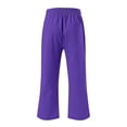 thumbnail image 5 of LSLJS Women's Fragrant Hemp Solid Color Loose Women Fashion Drawstring Pants Seven Pants Pockets Womens Work Pants, 5 of 5