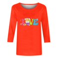 thumbnail image 4 of Xihbxyly Hauts Décontractés pour Femmes T-shirt à Col Rond Imprimé de Pâques à Manches 3/4 T-shirt à Col Rond Chandail à Enfiler Tendance à Petit Budget, 4 of 5