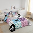 thumbnail image 3 of Erosebridal Ensembles de Couette Cheval Fer à Cheval Taille Tout-Petit, Couettes et Duvets à Rayures Géométriques, Décoration Cowboy, Réversible, 2 Pcs, 3 of 7