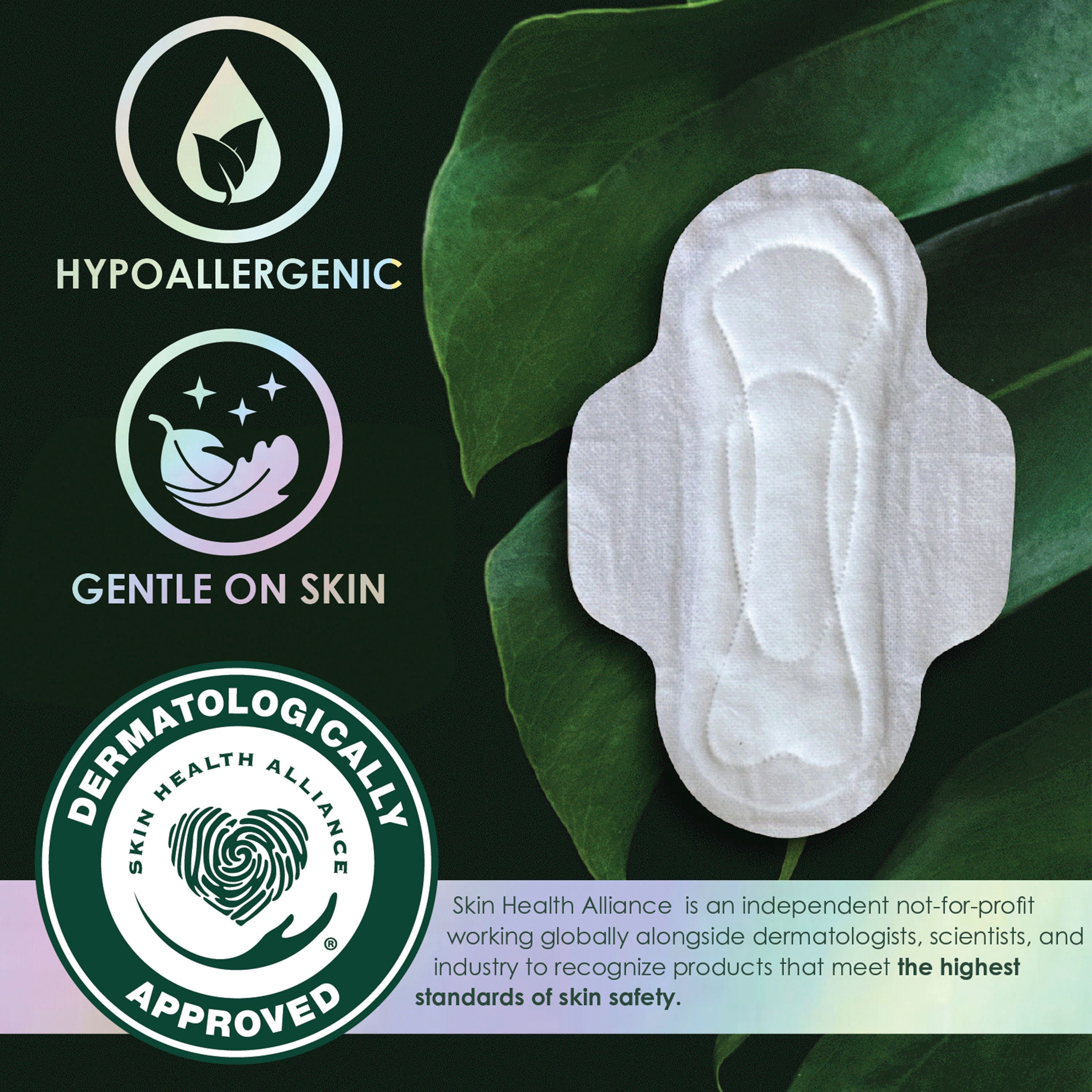 Serviettes menstruelles L. ultraminces pour femmes, degré d’absorption régulier, voile supérieur en coton biologique, avec ailes, 56 U