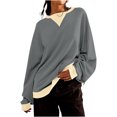 thumbnail image 1 of Pisexur Chandails en Molleton pour Femmes Mode Couleur Unie Manches Longues pour Femmes Décontracté Ample Col Rond Chandails en Molleton Confort Surdimensionné pour Femmes Chemises d'Automne Chandails à Capuchon Pull Tops, 1 of 7