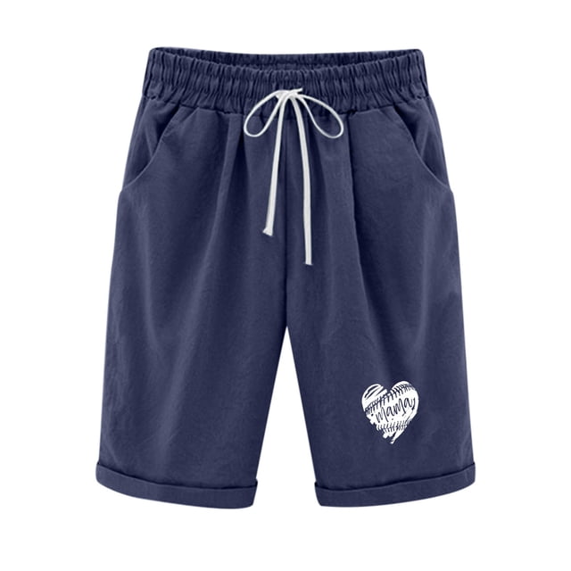 Birdeem Shorts for Women Women Elastic Waist Love Printed Drawstring Shorts
