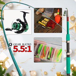 Dingbear Telescopic Fishing Rod Mini Fishing Rod Long Range Casting Sea Fishing Rod Not Easy to Break Easy to Carry Suitable for Lakes and Oceans