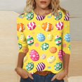 thumbnail image 1 of UPPADA Bunny T-Shirts de Pâques pour Femmes Lapin Oeuf Imprimé T-Shirts Manches 3/4 Col Rond T-Shirts d'Été Décontractés Mignons T-Shirts Graphiques Chandail Confortable Haut Vert,TTG, 1 of 5
