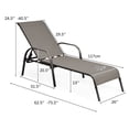 thumbnail image 3 of Costway Outdoor Patio Lounge Chair Chaise Fabric Adjustable Reclining Armrest Pool Brown, 3 of 10