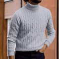 thumbnail image 5 of AherBiu Mens Turtleneck Sweaters Slim Fitted Casual Twisted Knitted Pullover Fall Winter Warm Sweaters, 5 of 5