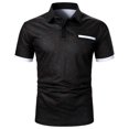 thumbnail image 1 of Birdeem Men Casual Button Short Sleeve Patchwork Turndown Pullover T-Shirt Tops, 1 of 9
