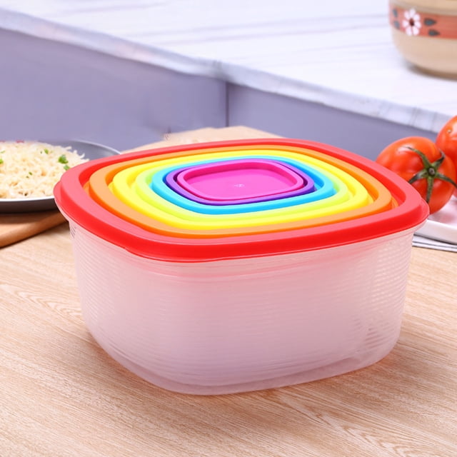 Multicolor Set 7per Set Recyclable Food Storage Container Set Food Storage Container Set Leakproof Airtight Lids For Meal Prep And Freshness Kitchen Organization&Leftovers Glass Containers with Lids