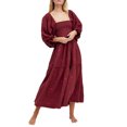 thumbnail image 1 of Fortune Robe Bohème pour Femme Décontractée à Manches Bouffantes, Robes Brodées à Fleurs, Robe Midi Fluide à Volants Boho, 1 of 9