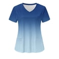 thumbnail image 1 of Cameland Women's Working Uniform Nursing Uniform With Two Pockets Scrubs Top Gradient Color Short Sleeve V-neck Tee, 1 of 3