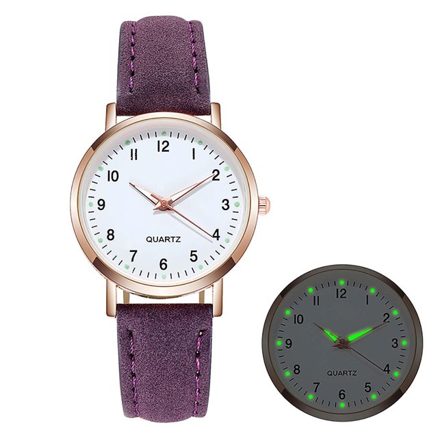 TopLLC Ear Stud Ladies Diamond-Studded Luminous Retro Female Watch Belt Quartz Watch Female Watch