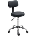 thumbnail image 1 of HOMCOM Adjustable Rolling Stool with Backrest, Faux Leather Stool Chair, 1 of 10