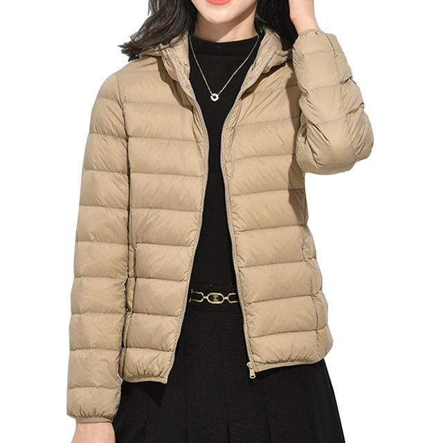 Innerwin Veste Matelassée à Capuche Manteau pour Femmes Poche Intérieure Tenue Décontractée Kaki P