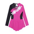 thumbnail image 3 of RUNQHUI Enfants Filles Manches Longues Ballet Danse Justaucorps Gymnastique Dos Creux Strass Sequins Rouleau Rose Vif 8, 3 of 6