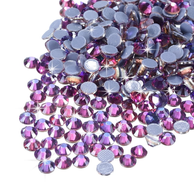Uxcell Hotfix Rhinestones Flatback Crystal Glass Gems for Craft Clothes DIY Decoration Dark Purple 4.8mm
