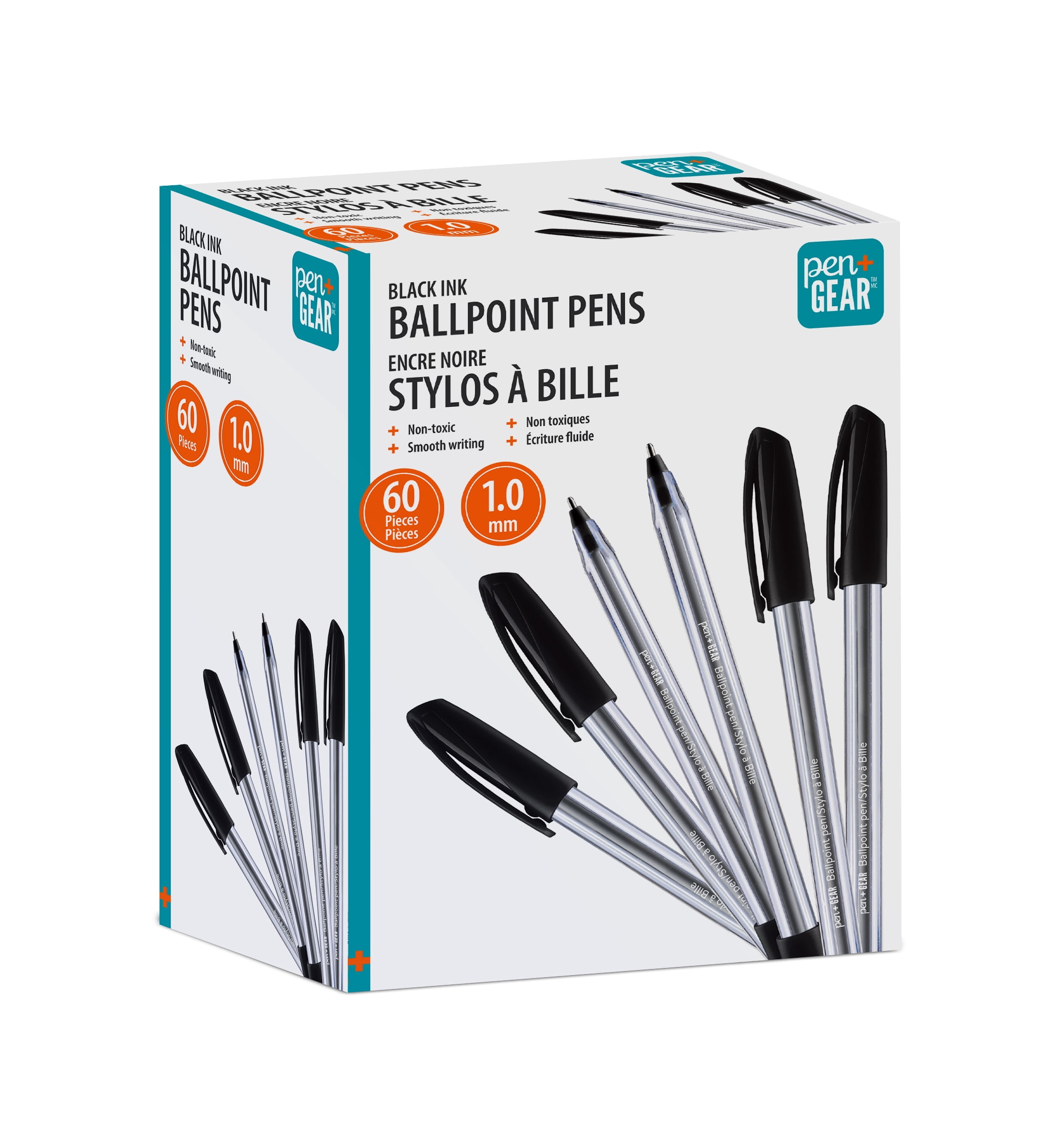 Pen+Gear Stick Ballpoint Pens, 1.0mm, Black Ink, 60 Count