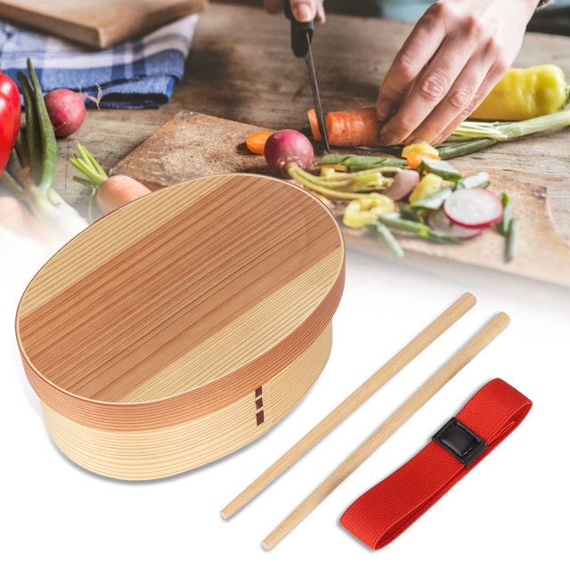 LHCER 1Layer Bento Box Wood Lunch Box Wooden-Sushi Tableware Bowl Food Container, Wood Lunch Box