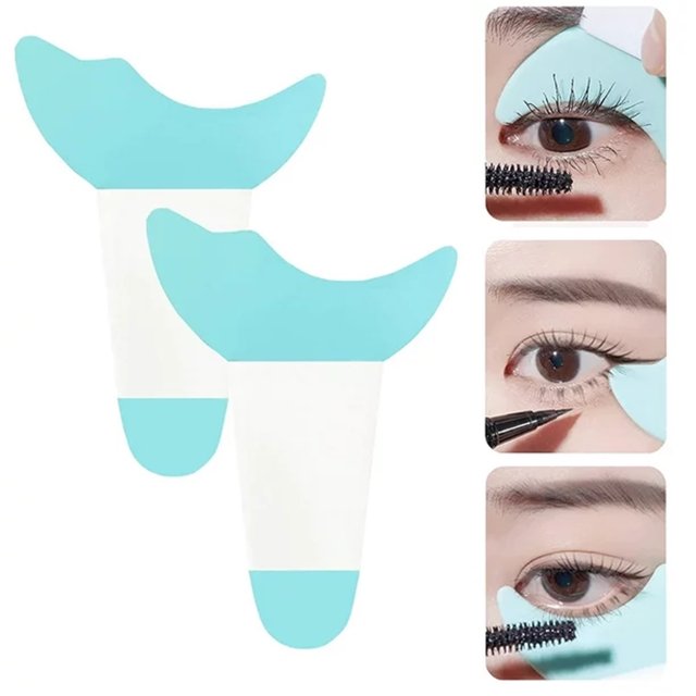 2Pcs Eyeliner Assistant Brush Down Mascara Multi Function Novice Eye Makeup Apply Eyeshadow,Green Beauty Equipment