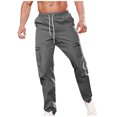 thumbnail image 2 of AherBiu Cargo Pants For Men Drawstring Elastic Waisted Straight Leg Swaetpants With Multi Pockets Casual Athletic Workout Trousers, 2 of 9