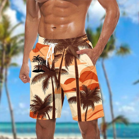 DIOAZUD Maillots de Bain pour Hommes Grande Taille 5 Pouces Maillots de Bain Séchage Rapide Shorts de Planche de Plage Maillot Hawaïen avec Cordon de Serrage Maillots de Surf Shorts de Bain Tropicaux avec Poches