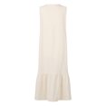 thumbnail image 5 of Robes Beiges pour Femmes Couleur Unie Sans Manches Robe Douce Grande Taille Col en V Coupe Ample Tendance Vacances Robe Décontractée Maxi Mode Robe Quotidienne Gilet Bretelles Lin et Coton Robe Froncée avec Poche,m, 5 of 5