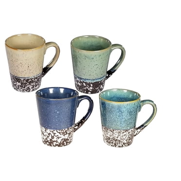 4 PC Multi Color 11 Oz Stoneware Coffee Mug Set