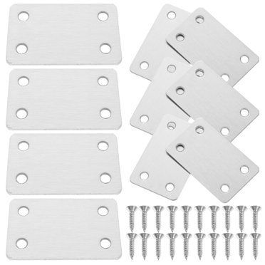 10 Pcs Plaque de Montage de Remplacement pour Support Plat, Plaque d'Angle en Fer, Plaque de Réparation avec Vis