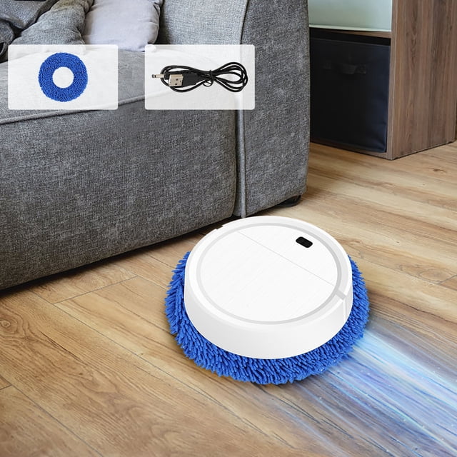 ABPWLY Robot Intelligent de Lavage Humide et à Sec, Nettoyeur de Plancher Automatique, Application à Commande Vocale, Grand Réservoir d'Eau, pour Planchers Durs, Profil Bas, 1200mAh, Recharge USB