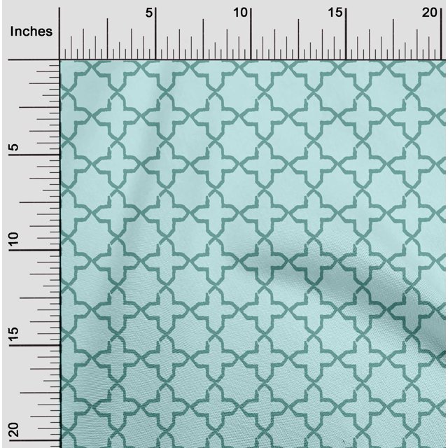 oneOone Organic Cotton Poplin Twill Fabric Quatrefoil Block Print Fabric BTY 42 Inch Wide