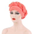 thumbnail image 1 of Harpily Fashion Women Beading Braid Hat Muslim Ruffle Cancer Wrap Cap Sleep Caps Satin Lined Hair Bonnets, 1 of 3
