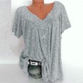 thumbnail image 1 of Haut pour Femme Grande Taille à Manches Courtes, Col en V, Imprimé, 1 of 4