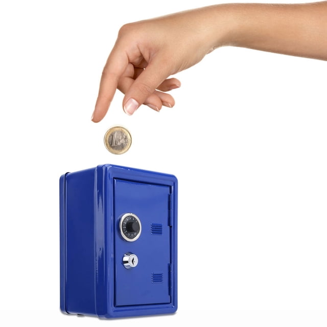 Meitianfacai Kids Bank Locker Safe With Key And Single Digit Lock, Metal Money Safe, Mini Password Cash Paper Money Savings Box Kids Boys And Girls