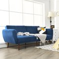 thumbnail image 3 of Costway Convertible Futon Sofa Bed Adjustable Couch Sleeper w/ Wood Legs Navy, 3 of 10