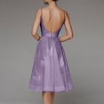 thumbnail image 5 of Ketyyh-chn99 Robe de Soirée pour Femmes Robe de Cocktail Col en V Robe de Soirée Unie Robe Formelle Évasée Élégante Robe Florale Invitée de Mariage Violet,G, 5 of 5