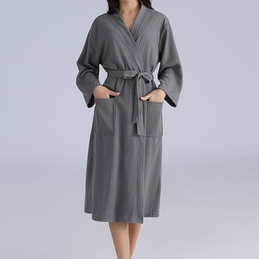 Short Robes for Women Cotton Knit Bathrobe Soft Lightweight Knee Length Loungewear Nightgowns Women Short Robe Cozy Knit Fashion Deals