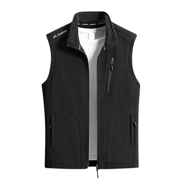 Gpaecead Veste Sans Manches en Molleton Polaire pour Homme, Couleur Unie, Chaude, Multiples Poches à Glissière, Manteau de Plein Air