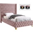 thumbnail image 1 of Meridian Furniture Savan Pink Velvet Twin Bed, 1 of 6