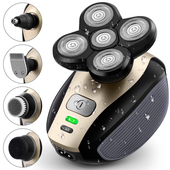 KEINXS The Electric Head Hair Shaver - Ultimate Mens Cordless Rechargeable Wet/Dry Skull & Bald Head Waterproof Razor with Rotary Blades Clippers Nose Trimmer Brush Massager