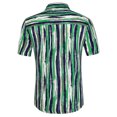 thumbnail image 4 of INSPIRE CHIC Chemise pour Homme à Rayures Verticales, Boutonnée, Col Pointu, Manches Courtes, Chemise S Vert Bleu, 4 of 6